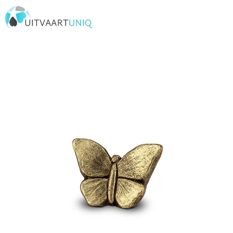 vlinder urn goudkleurig mini