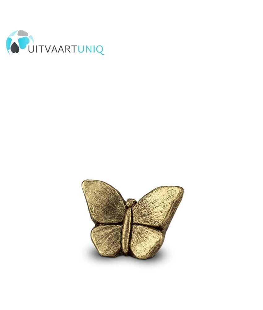 vlinder urn goudkleurig mini