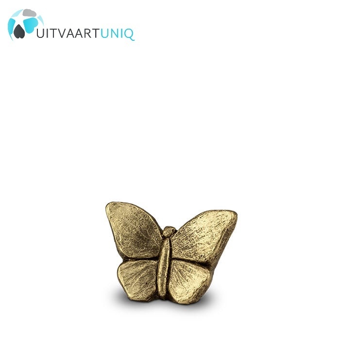  vlinder urn goudkleurig mini