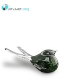 Kristalglazen Mini Vogel Urn Donkergroen Kristalglazen Mini Vogel Urn Donkergroen