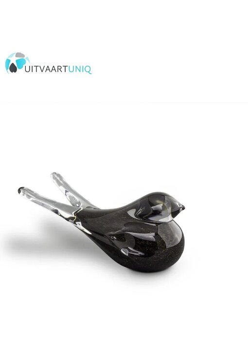 Kristalglazen Mini Vogel Urn zwart