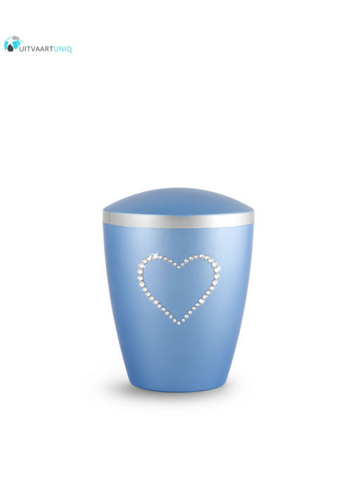 kinder urn parelmoer ijsblauw hartje