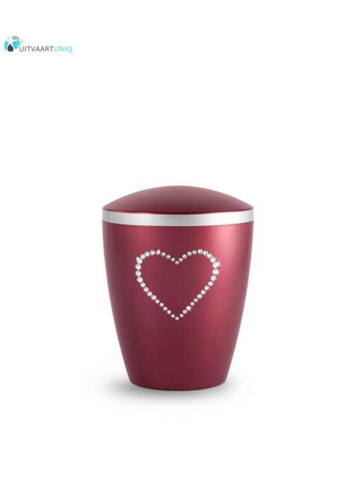 kinder urn parelmoer wijnrood hartje