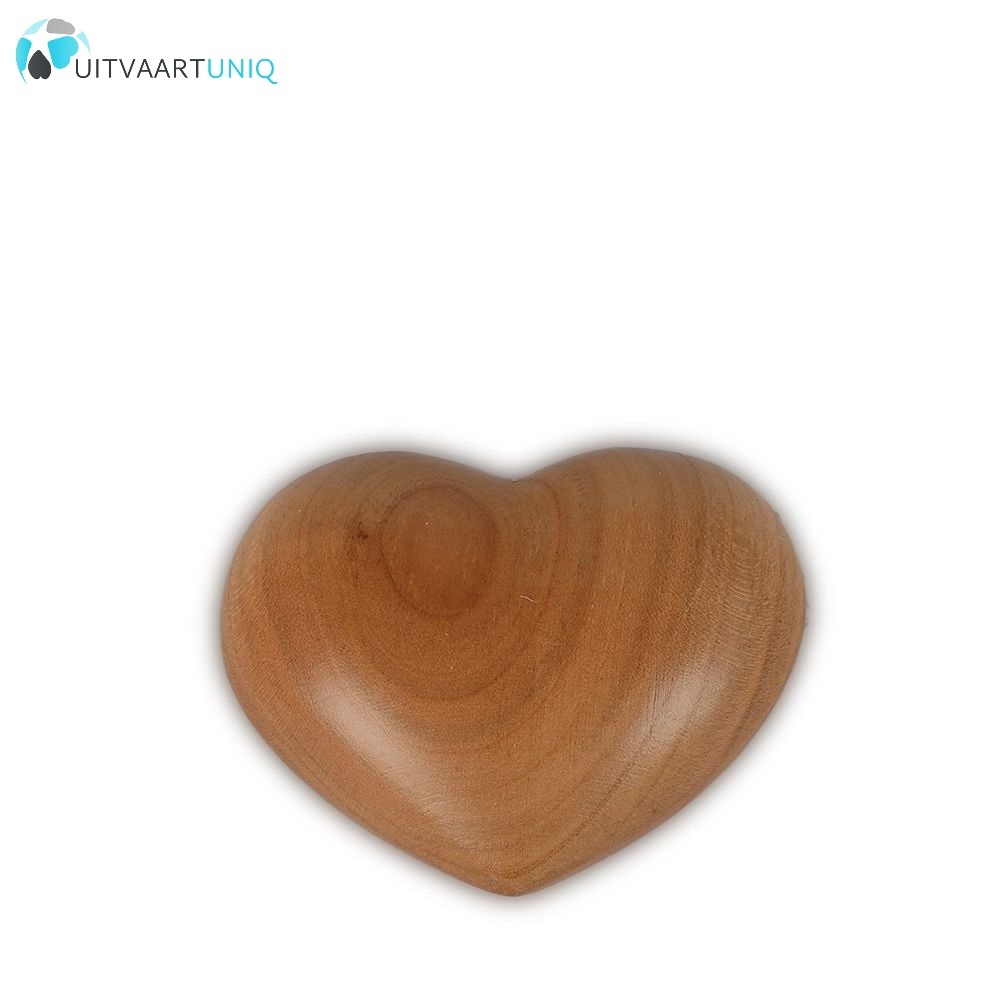  Hart urn mini - hout  satijn cherry