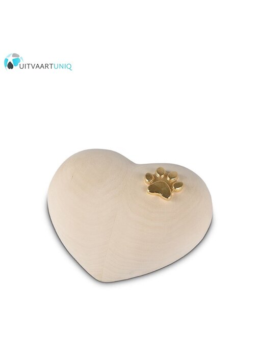 Hart urn mini - gouden pootafdruk