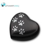 Dierenurn hart medium antraciet met pootafdrukken - messing