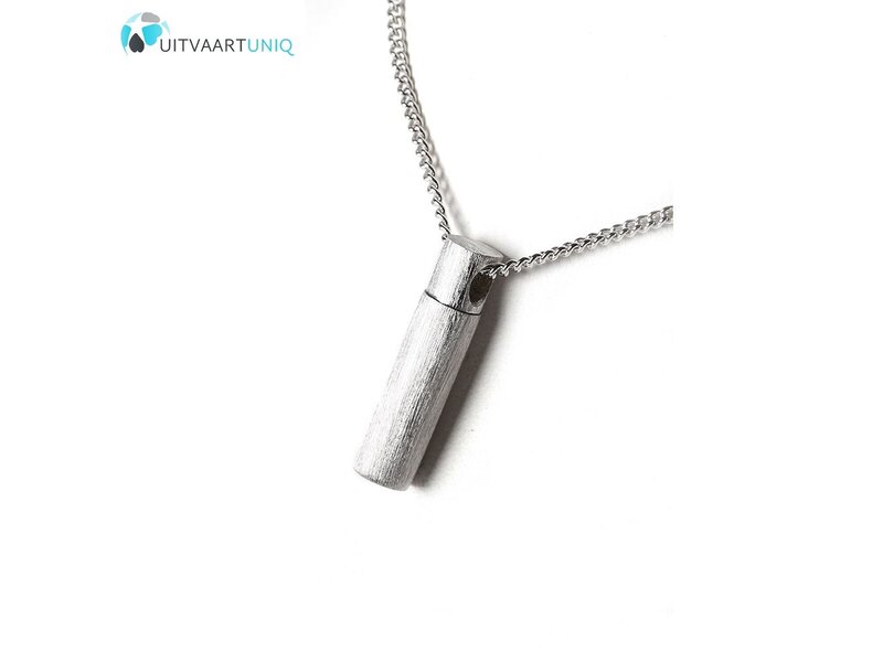 Ascollier cilinder incl. ketting 50 cm - zilver