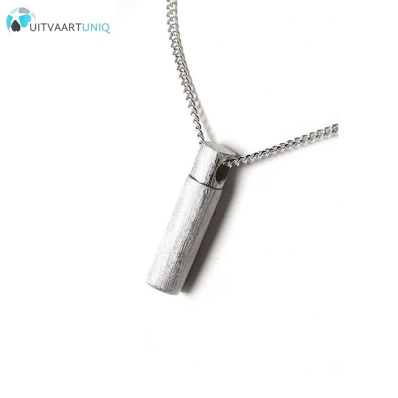 Ascollier cilinder incl. ketting 50 cm - zilver