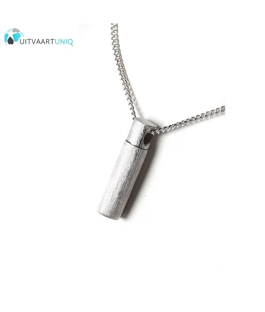 Ascollier cilinder incl. ketting 50 cm - zilver
