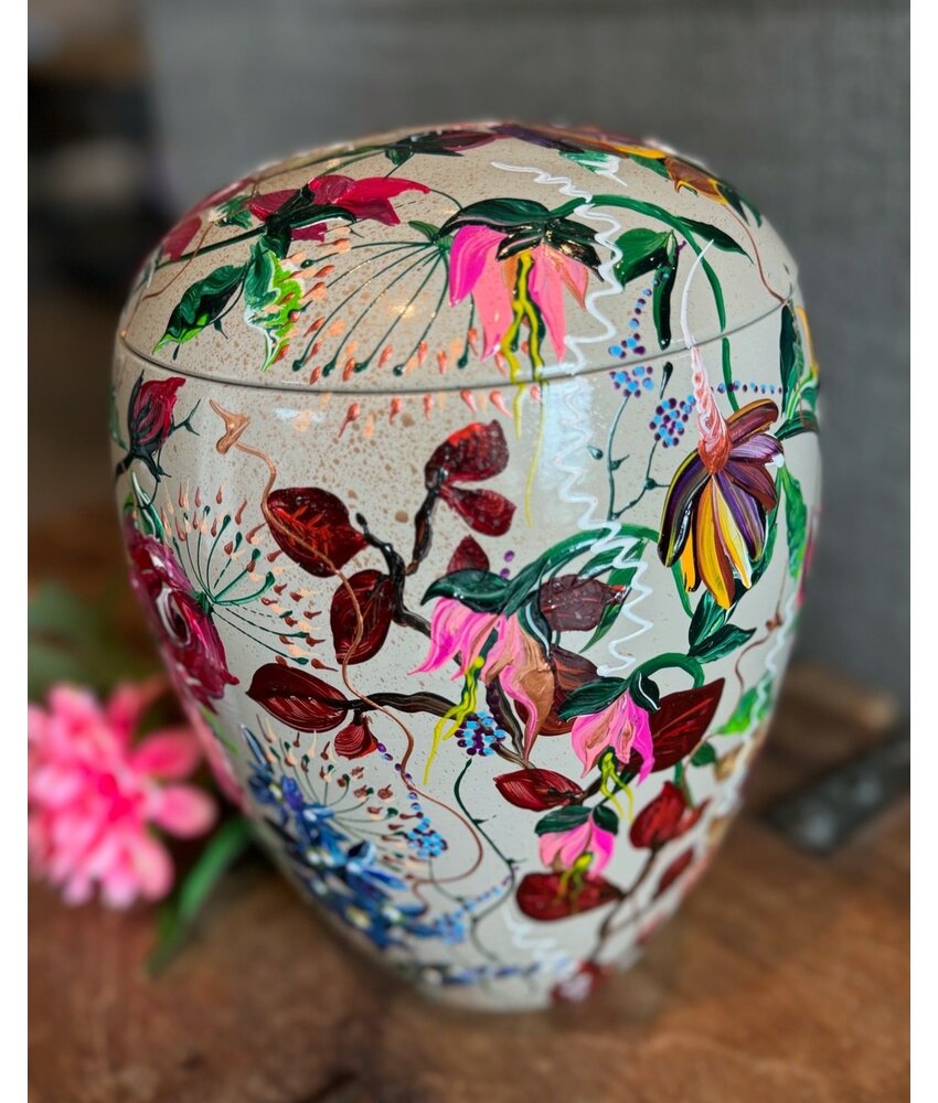 handbeschilderde urn bloemen