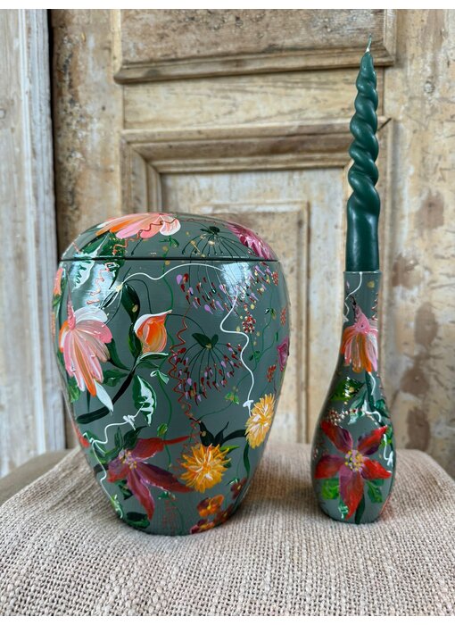 handbeschilderde urn bloemen 2