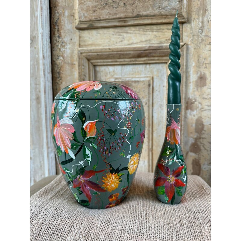 handbeschilderde urn bloemen 2
