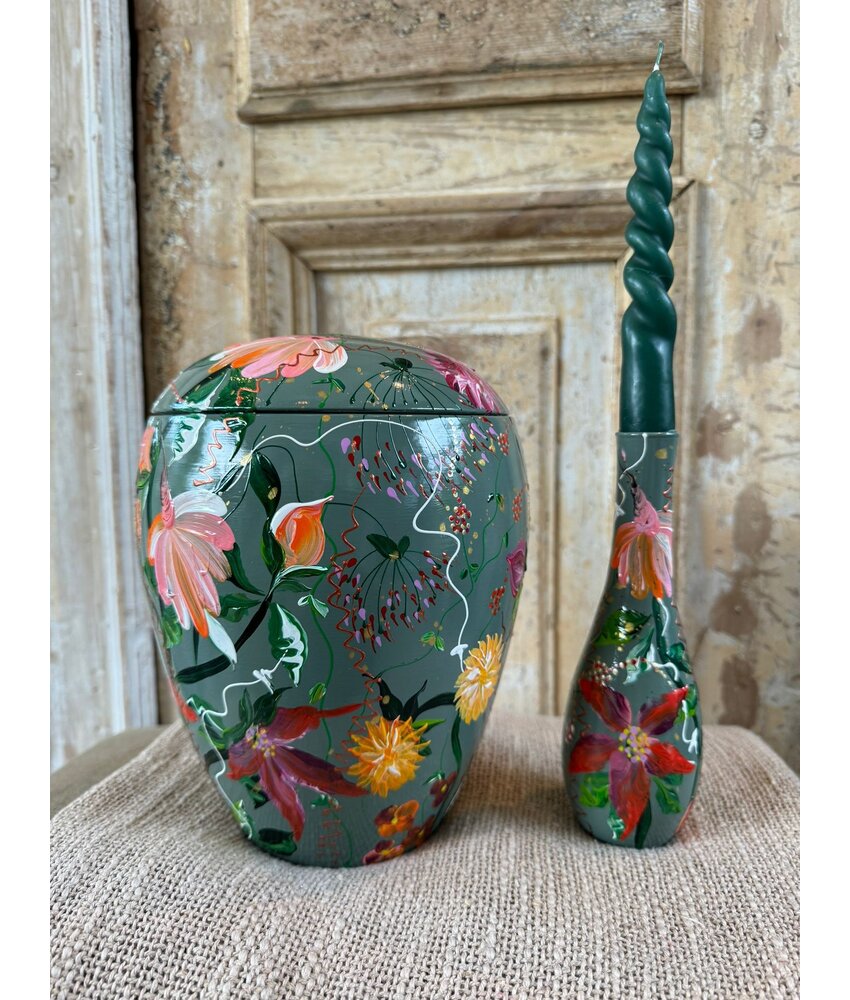 handbeschilderde urn bloemen 2