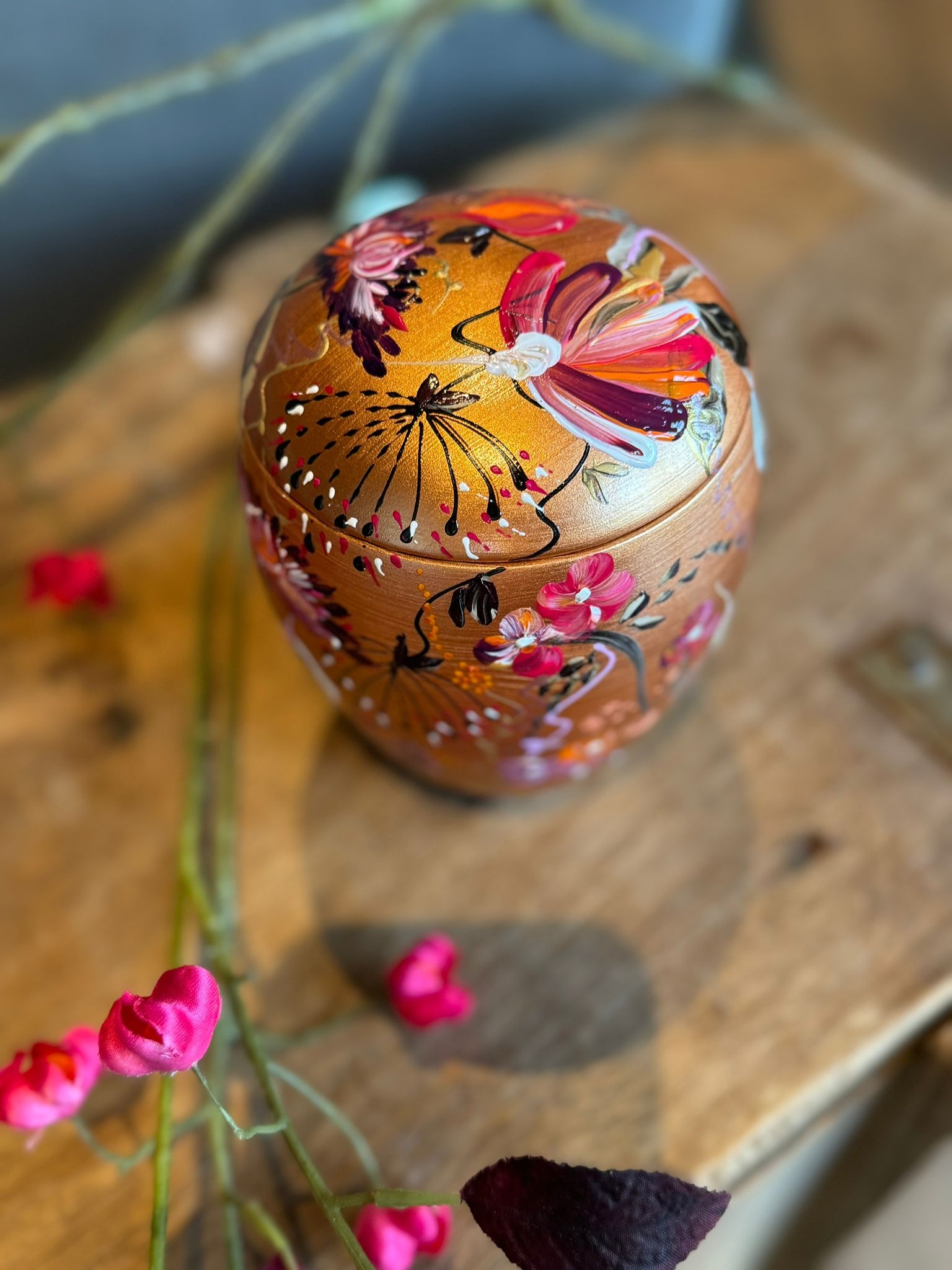  handbeschilderde mini urn