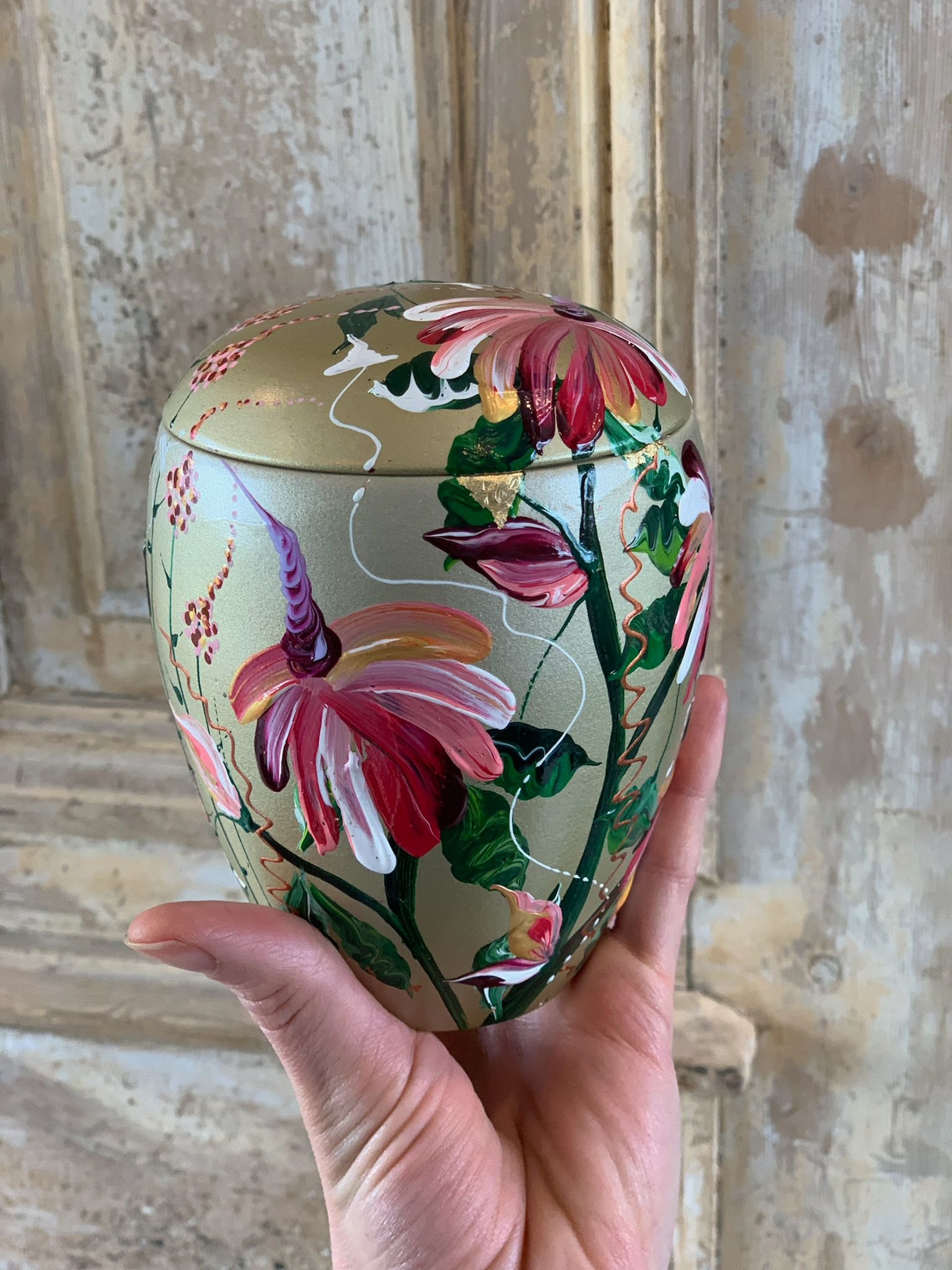  handbeschilderde mini urn