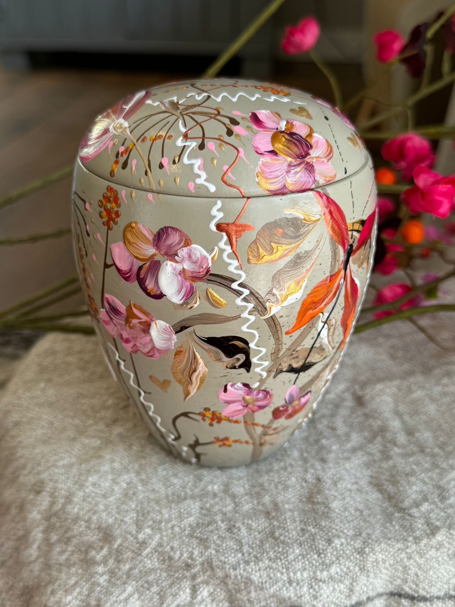  handbeschilderde mini urn