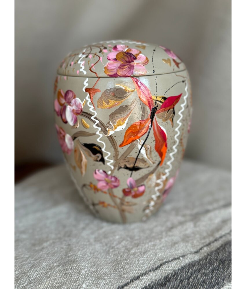 handbeschilderde mini urn bloem 2