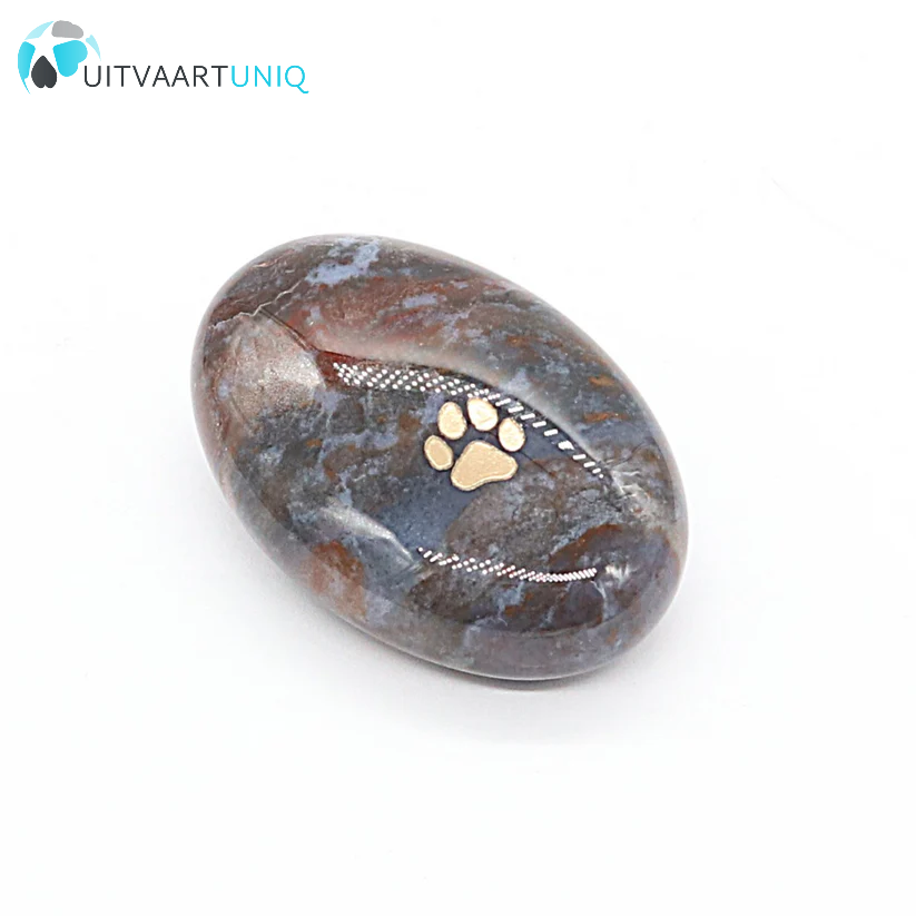  Edel-gedenk-steen ovaal Jaspis oceaan pootafdruk