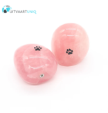 Edel-gedenk-steen staand Roze kwarts pootafdruk Edel-gedenk-steen staand Roze kwarts pootafdruk