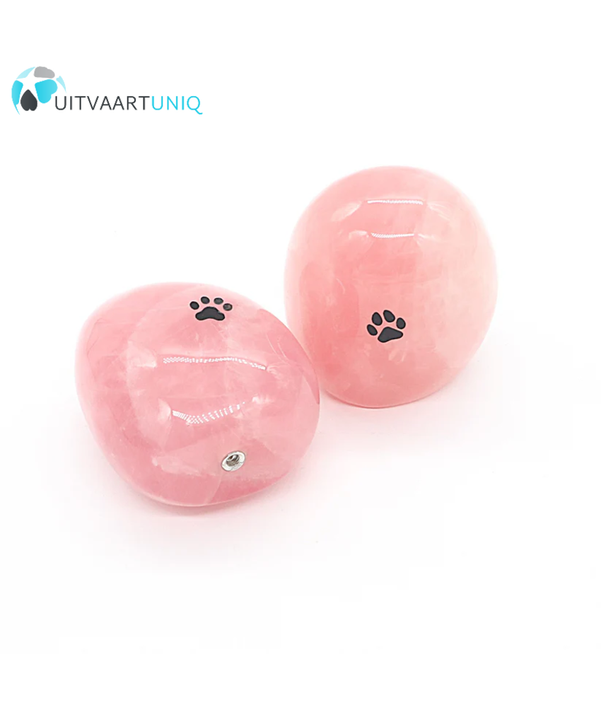 Edel-gedenk-steen staand Roze kwarts pootafdruk