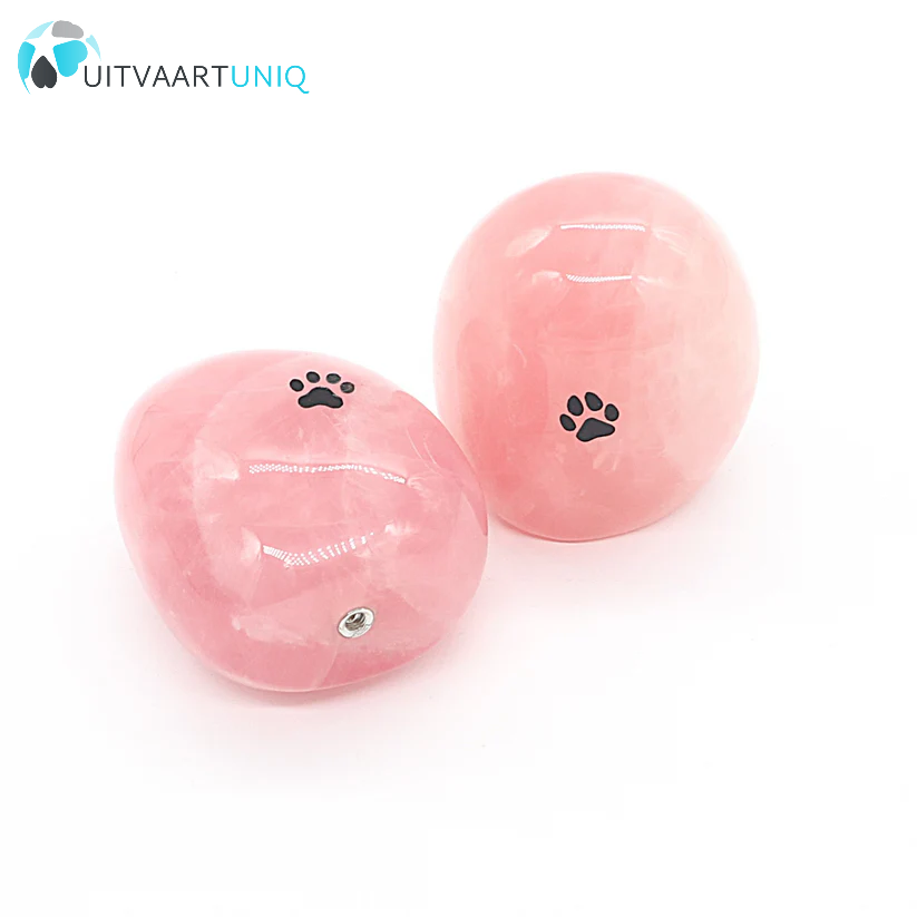 Edel-gedenk-steen staand Roze kwarts pootafdruk