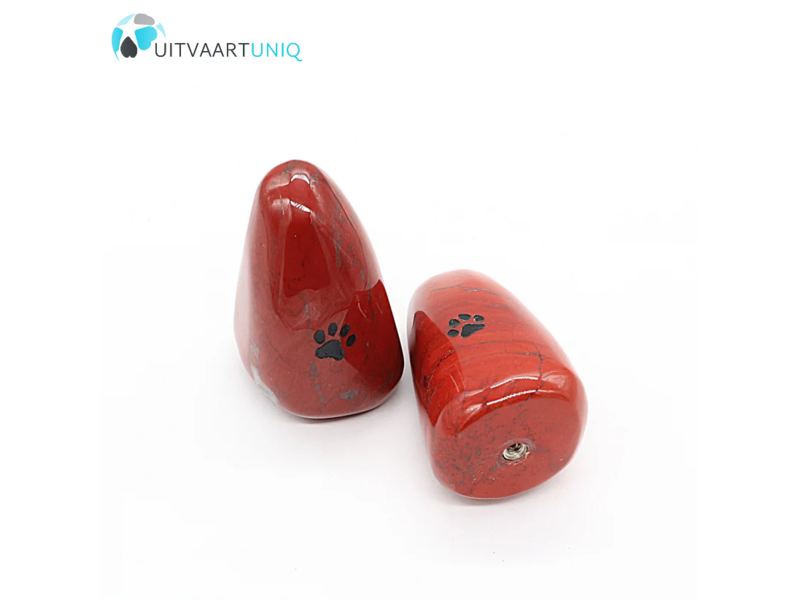 Edel-gedenk-steen Staand Jaspis rood pootafdruk