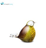 mini vogel urn glas bruin/geel