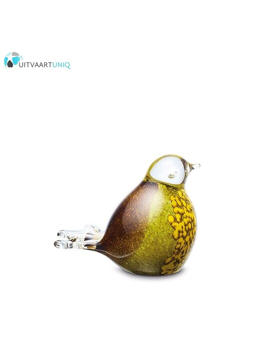 mini vogel urn glas bruin/geel