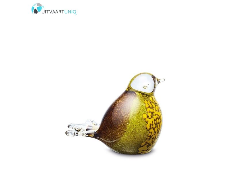 mini vogel urn glas bruin/geel