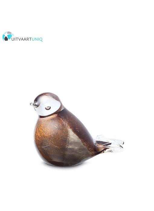 mini vogel urn glas zwart/oranje