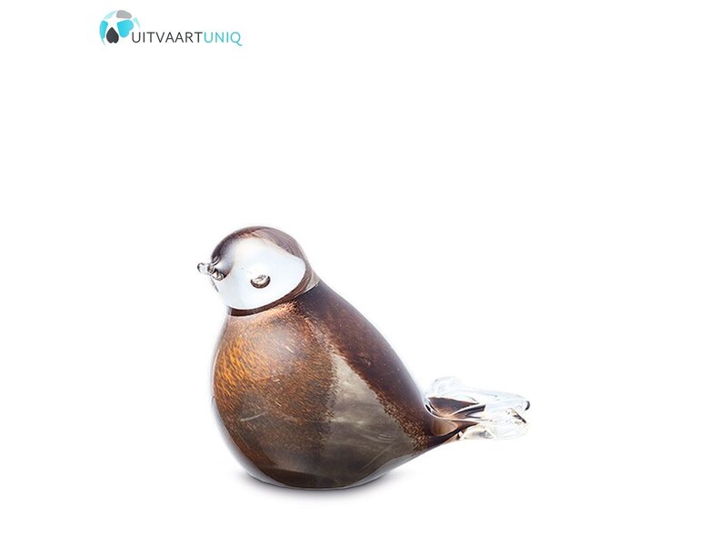 mini vogel urn glas zwart/oranje