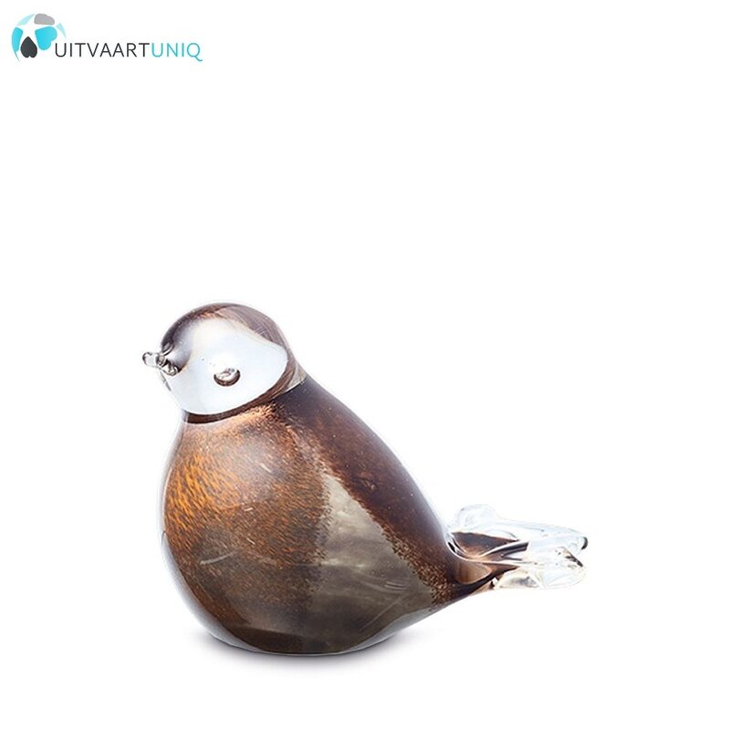 mini vogel urn glas zwart/oranje