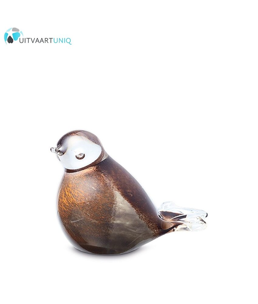 mini vogel urn glas zwart/oranje
