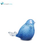 mini vogel urn glas blauw/wit