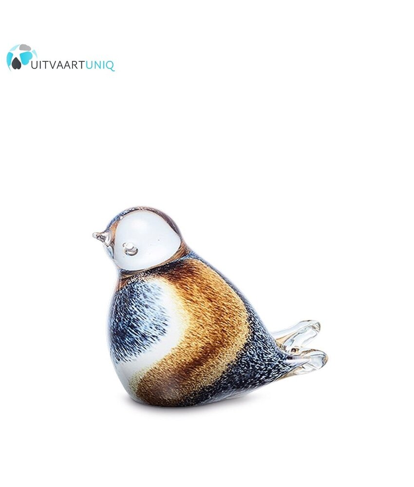 mini vogel urn glas bruin/zwart/wit