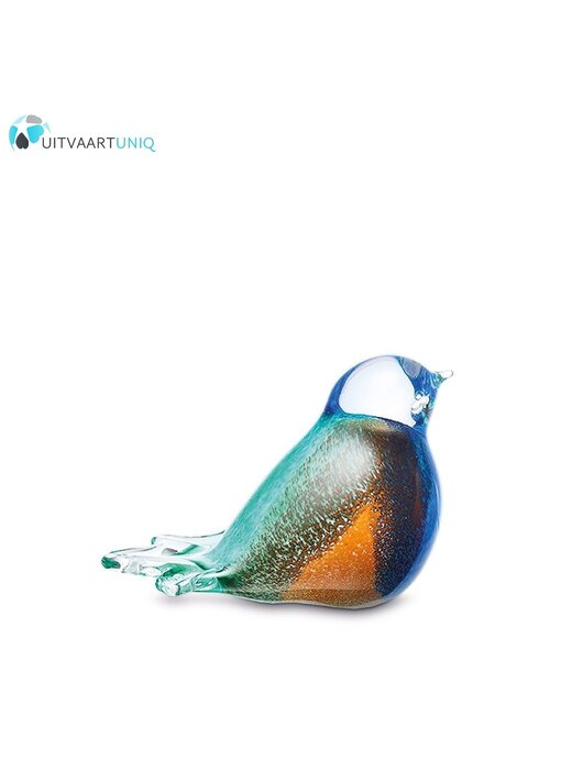 mini vogel urn glas blauw/wit/groen/bruin/oranje