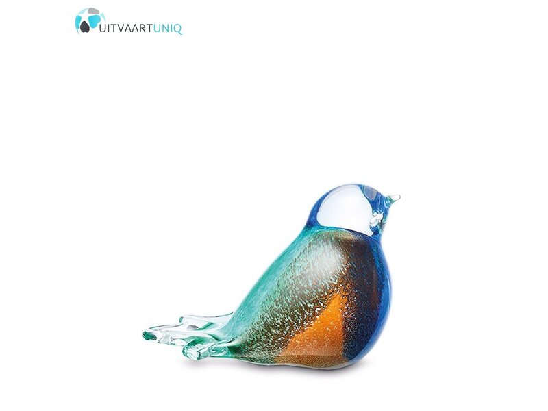 mini vogel urn glas blauw/wit/groen/bruin/oranje