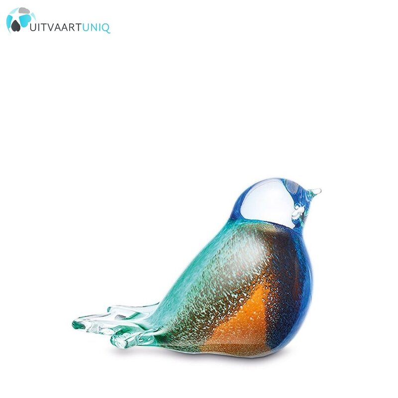 mini vogel urn glas blauw/wit/groen/bruin/oranje