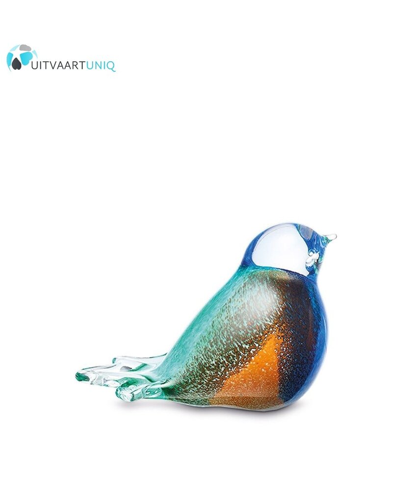 mini vogel urn glas blauw/wit/groen/bruin/oranje