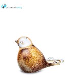 mini vogel urn glas bruin/geel/wit