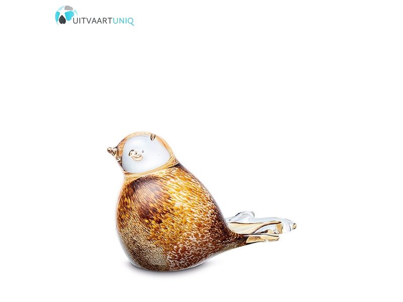 mini vogel urn glas bruin/geel/wit