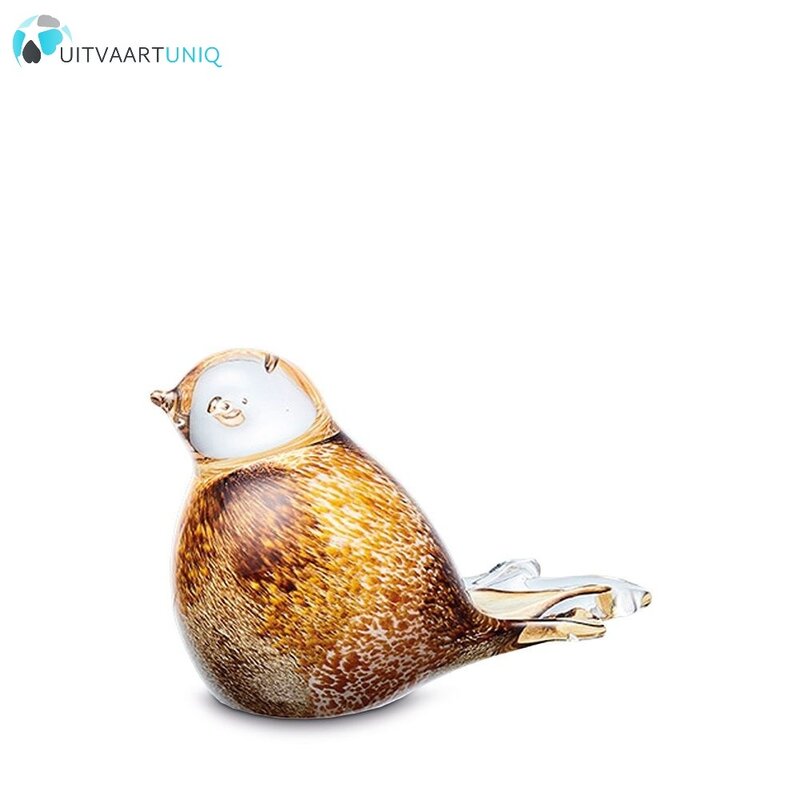 mini vogel urn glas bruin/geel/wit