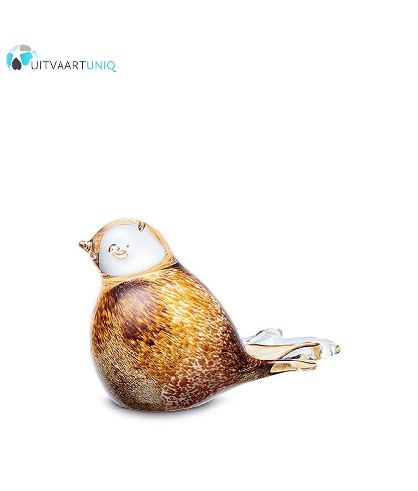 mini vogel urn glas bruin/geel/wit