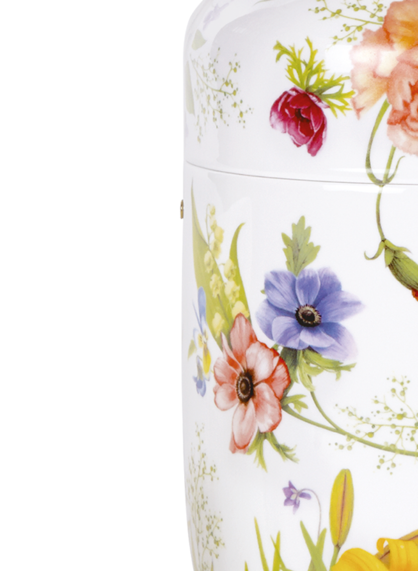  Porselein urn bloemen - porselein