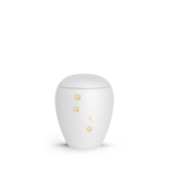 dieren urn fluweelwit met gouden pootafdruk 0.5L