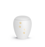 dieren urn fluweelwit met gouden pootafdruk 1.5L
