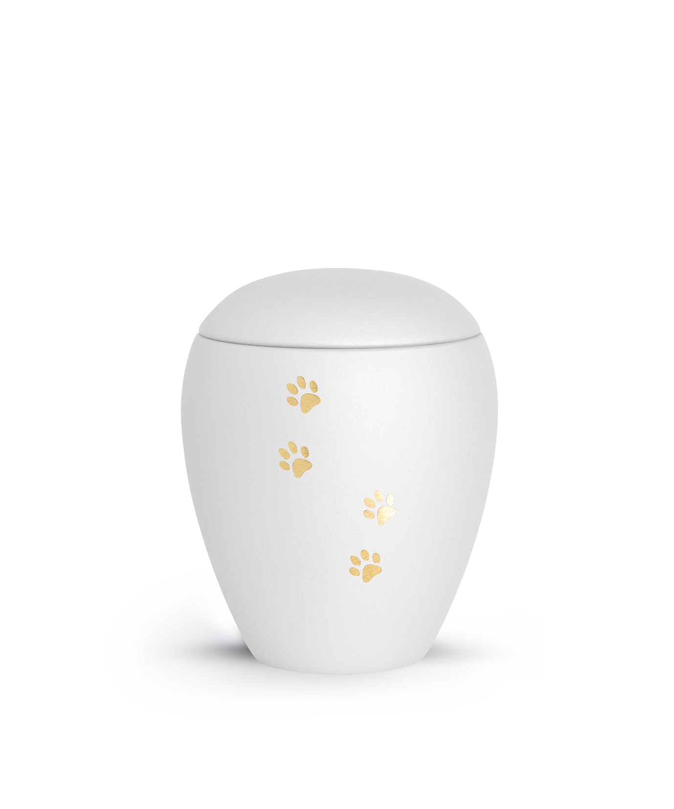  dieren urn fluweelwit met gouden pootafdruk 1.5L