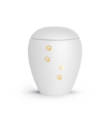 dieren urn fluweelwit met gouden pootafdruk 2.8L