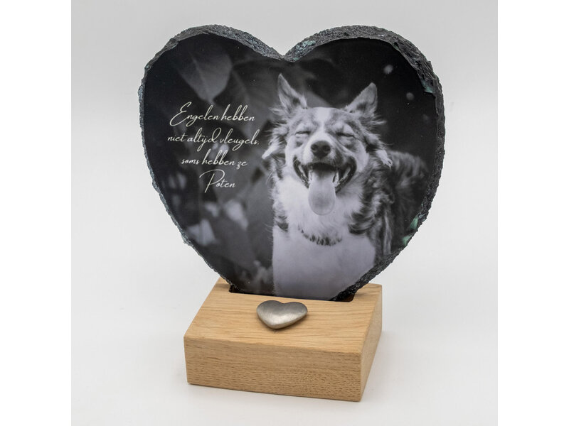 Hartvormige Gedenktegel van Leisteen (15 × 15 cm)