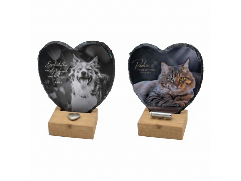 Hartvormige Gedenktegel van Leisteen (15 × 15 cm)